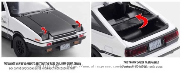 1/32 Toyota AE86 Trueno Model Fujiwara Initial-D With Lights