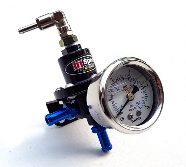 Fuel Pressure Regulator with Gauge FPR Silver - D1 Spec