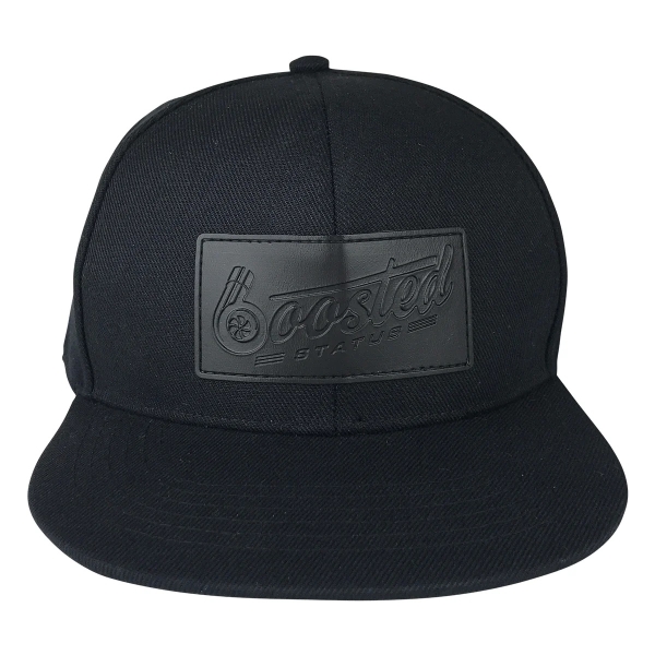 Boosted Status Snapback Cap Hat - All Black Lederlabel