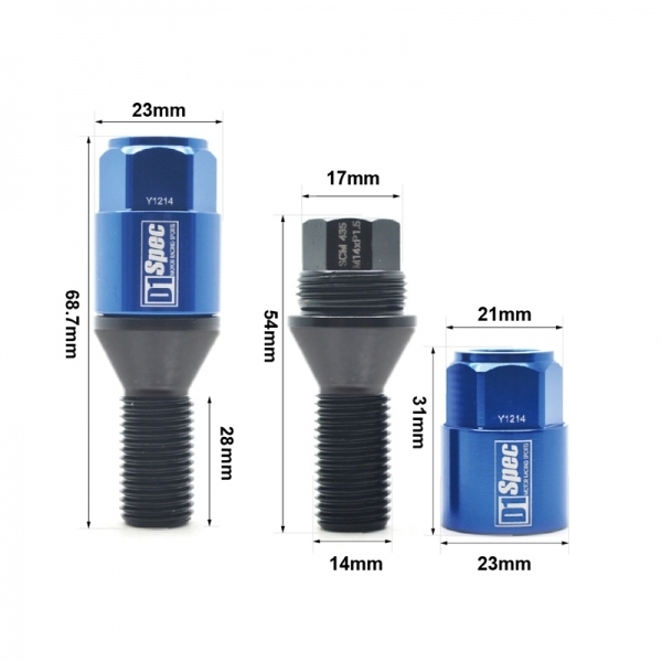 M14x1.25 Two In One Wheel Bolts Steel - D1 Spec