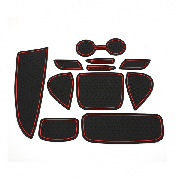 Anti Rutsch Gummi Interieur Einlagen Cup Coaster 11-teilig Schwarz / Rot Toyota GR Yaris 20+