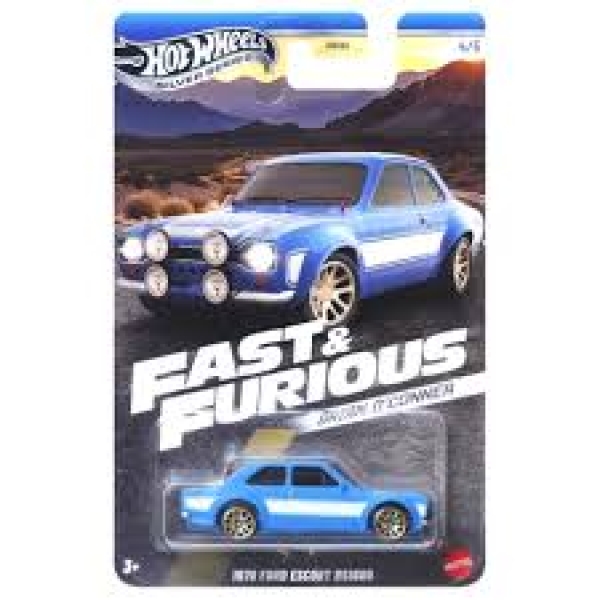 Hot Wheels 1/64 F&F 1970 Ford escort RS1600, blue