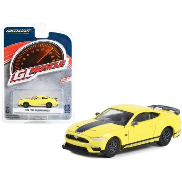 1/64 GreenLight Ford Mustang Mach 1 Muscle Series 27 Grabber Yellow