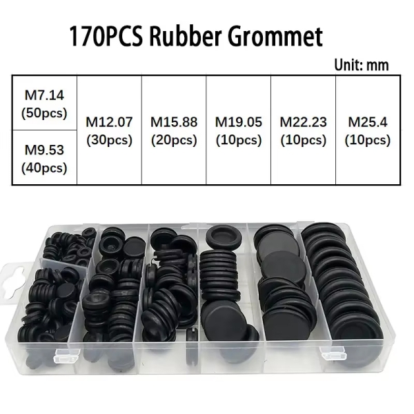 Assortment of 170 Rubber Grommets
