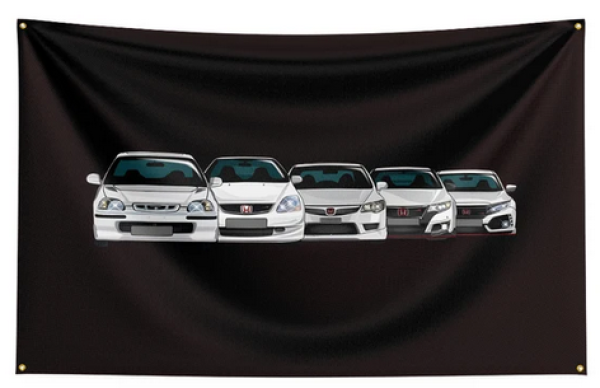 Banner Honda Civic Family White 90cm x 150cm