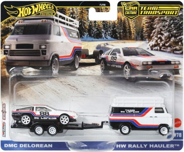 1/64 DMC Delorean / HW Rally Hauler Team Transporter - Hot Wheels Premium