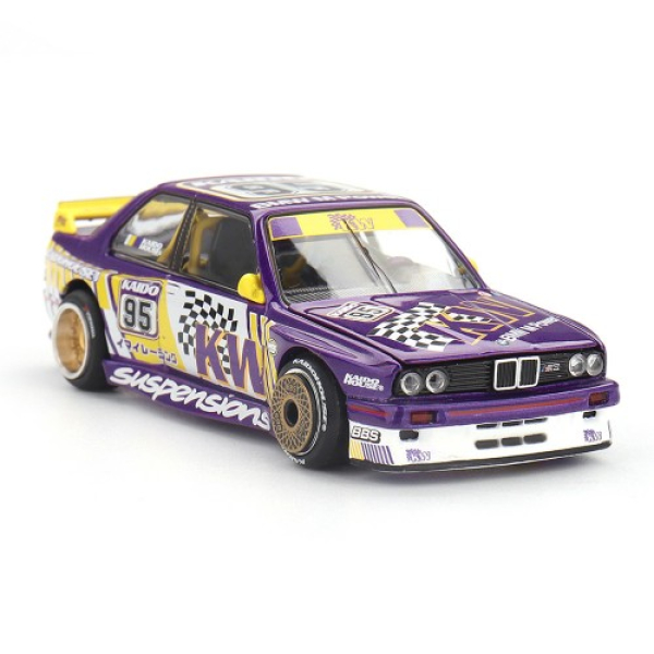 1/64 Kaido House BMW E30 M3 Kaido KW V1 Lila/Weiß/Gelb - MiniGT