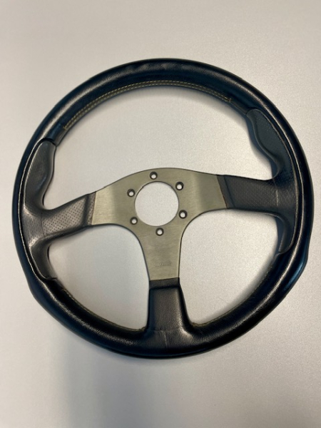 *SOLD* Momo Flat Sports Steering Wheel 350mm Yellow Stiching with E-Mark