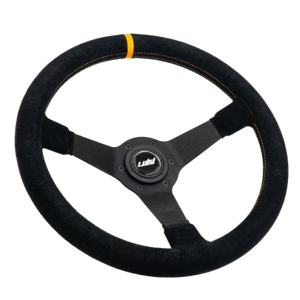 Luisi Mirage Corsa Center Marker ORANGE Suede Leather 350mm Steering Wheel TUV Approved