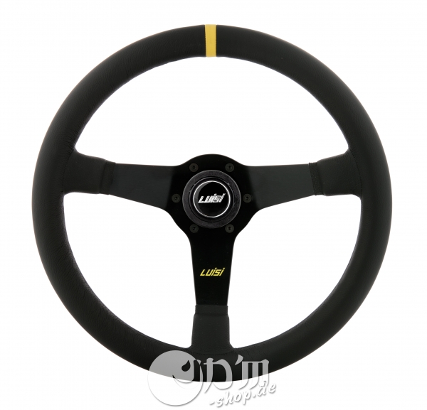 Luisi Mirage Race Yellow Marker Leather 350mm Steering Wheel TUV Approved