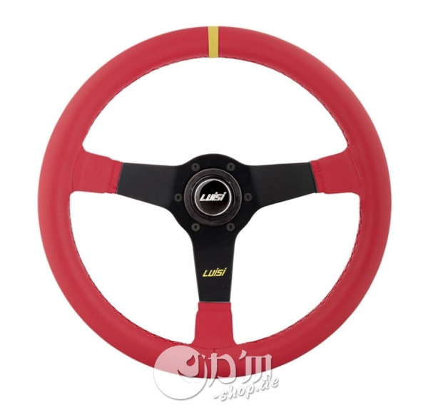Luisi Mirage Race Yellow Marker Leather 350mm Steering Wheel TUV Approved
