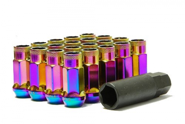 *SALE* Muteki SR48 Steel LugNuts OPEN Style M12x1.25 - Neon Chrome