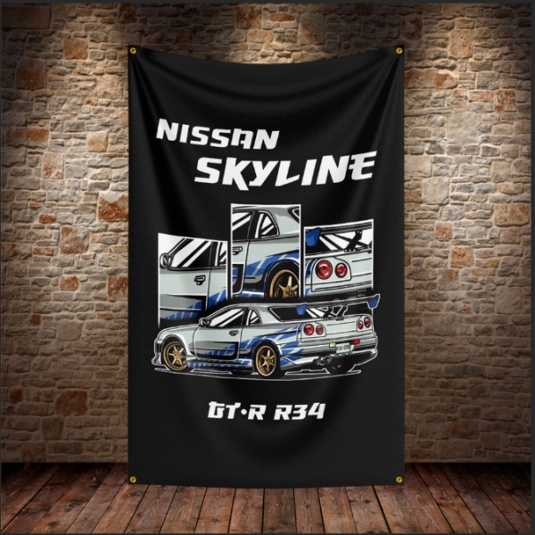 Banner Nissan Skyline R34 GTR 90cm x 150cm