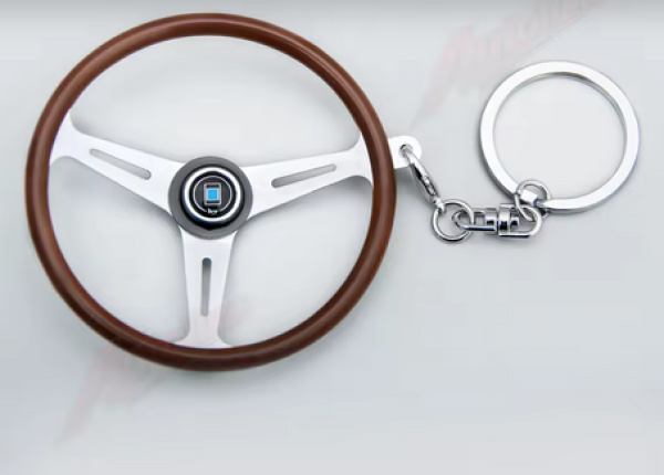 Steering Wheel Wood Keyring Nardi Style Chrome