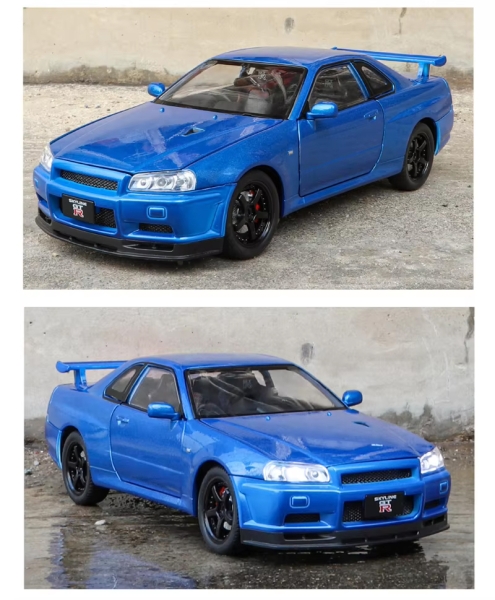 1/24 Nissan Skyline Bayside Blue R34 GT-R Mit Beleuchtung
