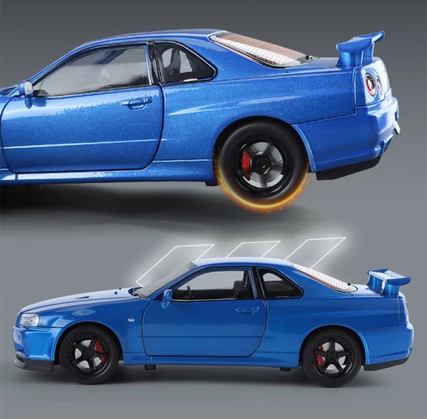 1/24 Nissan Skyline Bayside Blue R34 GT-R Mit Beleuchtung