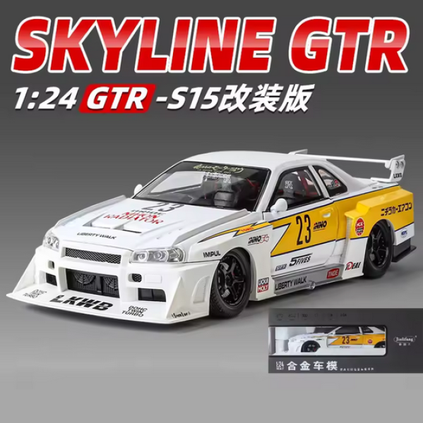 1/24 Nissan Skyline LBWK Weiß R34 GT-R Mit Beleuchtung