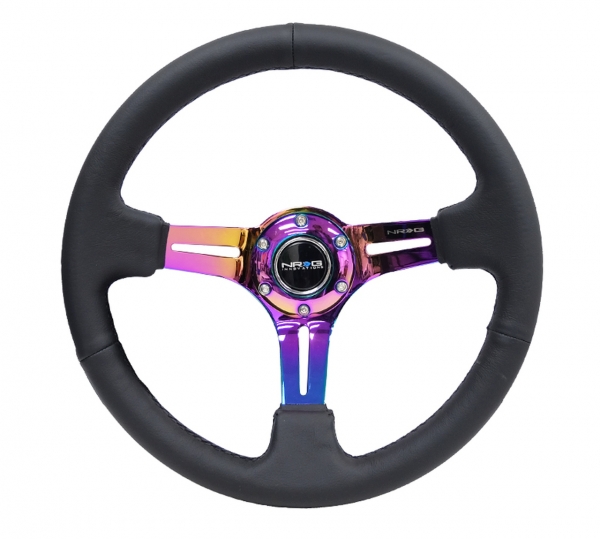 NRG Steering Wheel 350mm 76mm Deep Dish Leather Neo Chrome / Black