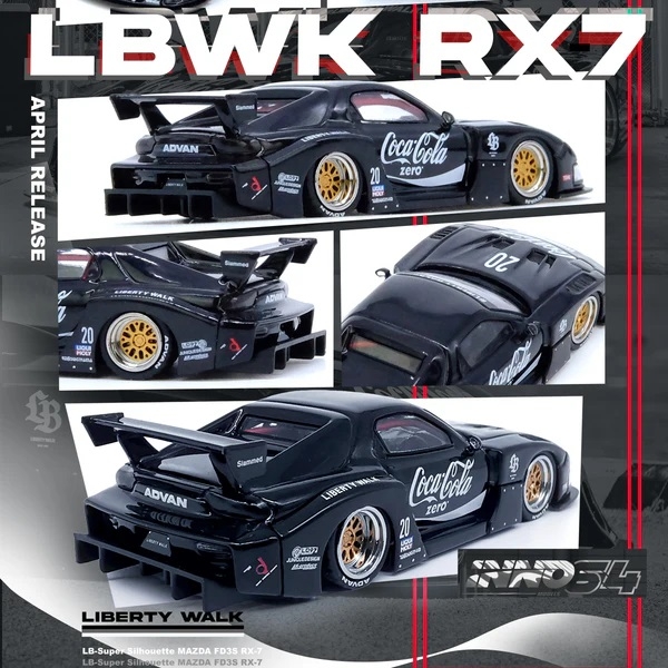 1/64 Mazda RX7 FD3s LBWK Liberty Walk Super SIlhoutte Black - Inno64