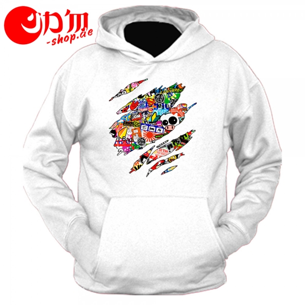 Ripped Stickerbomb Hoodie / Sweatshirt / Pullover