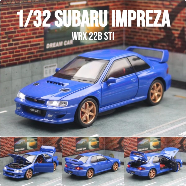 1/32 Subaru GC 22B WRX STI Coupe Blue With Lights