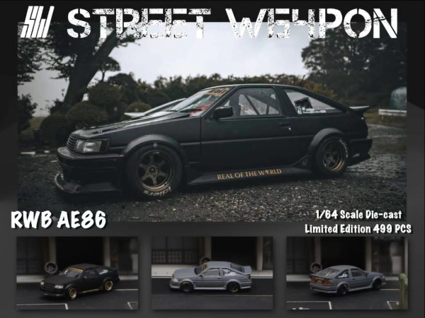 1/64 RWB Toyota AE86  Matt Black - Street Warrior