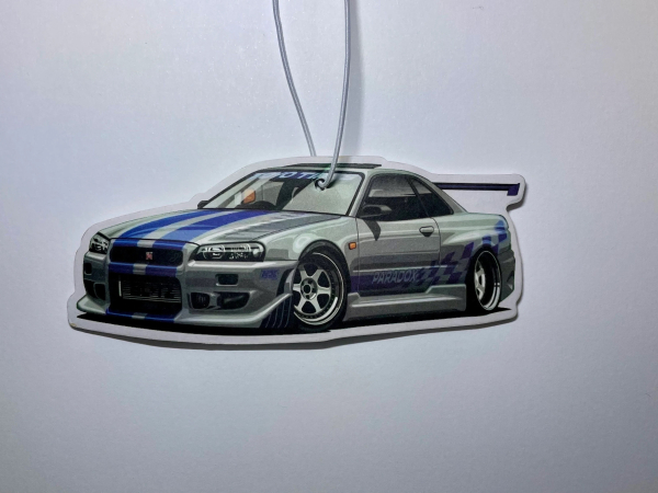 Nissan Skyline R34 GTR Silver Blue Car Air Freshener - Perfume