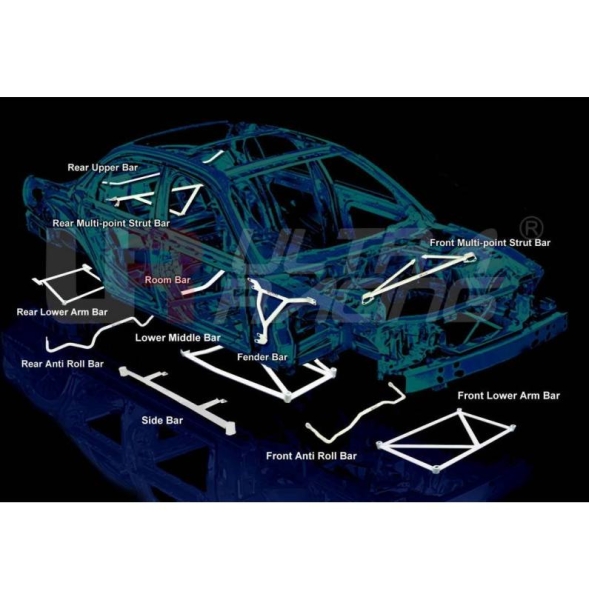Honda Accord 3.0 97-02  2D UltraRacing 2 Point Rear Lower Brace