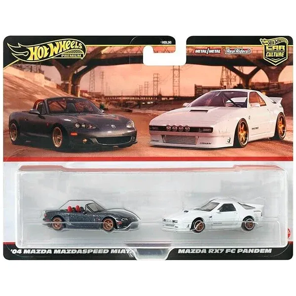 1/64 ´04 Mazda Mazdaspeed Miata / Mazda RX7 FC Pandem 2-Pack - Hot Wheels Premium Set