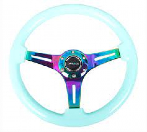 NRG Steering Wheel 350mm 76mm Deep Dish Mint Wood Neo Chrome / Black