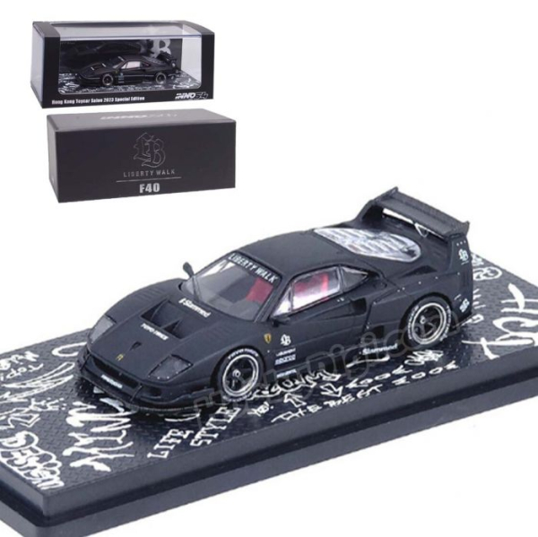 1/64 INNO64 LBWK Ferrari F40 Matte Black Hong Kong Toycar Salon 2023 Special Edition