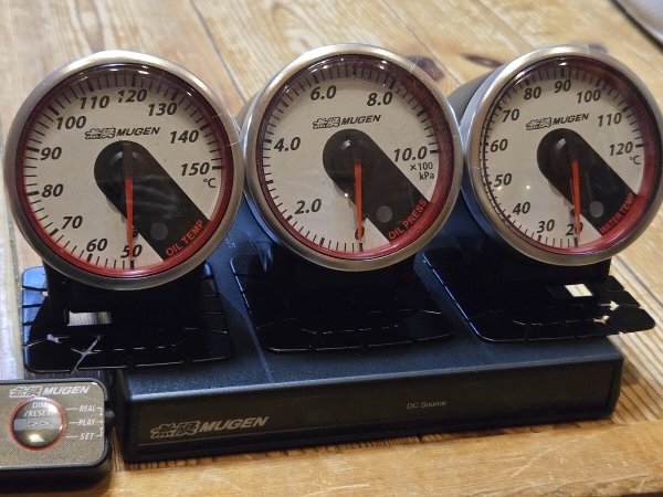 *SOLD* MUGEN Honda Gauges Triple Meter Water and Oiltemp + Oil Pressure Civic S2000 NSX Integra Set 2