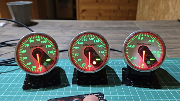 MUGEN Honda Gauges Triple Meter Water and Oiltemp + Oil Pressure Civic S2000 NSX Integra Set 1