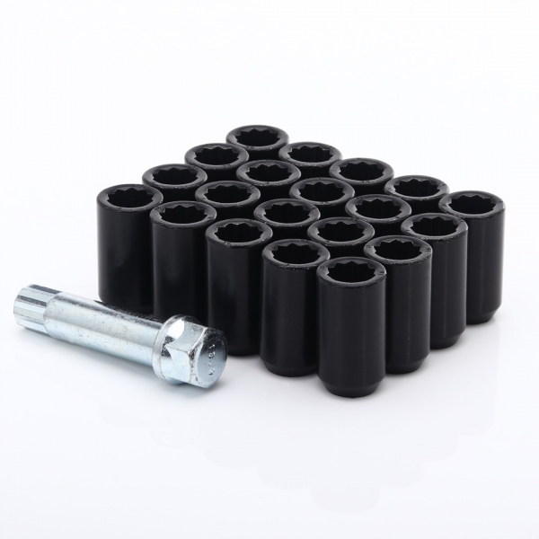 Steel Wheel Nuts Black M14x1.5 + Tool Star