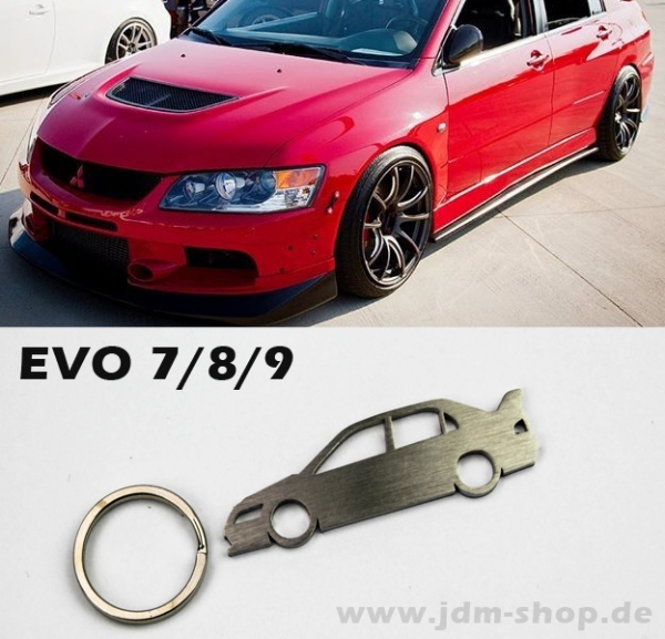 Mitsubishi Evolution 7 8 9 Silhoutte Metal Keyring