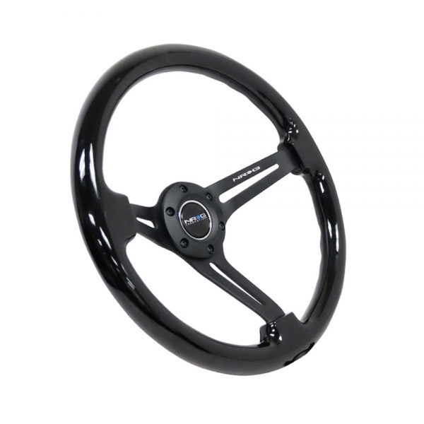 NRG Steering Wheel 350mm 76mm Deep Dish Black Wood Neo Chrome / Black