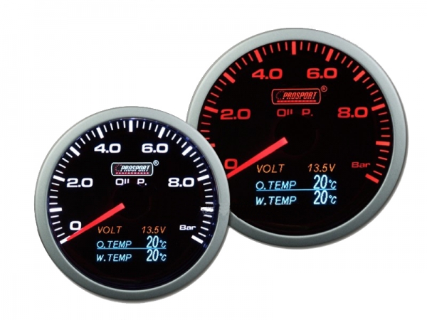 Prosport 4 in 1 60mm Oilpressure, Oiltemp, Watertemp, Volt Meter Gauge
