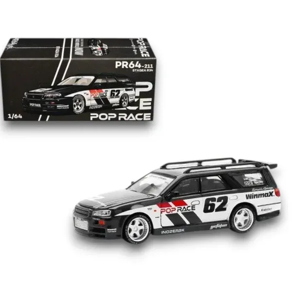 1/64 Nissan Stagea Simon´s Garage #62 Schwarz - Pop Race