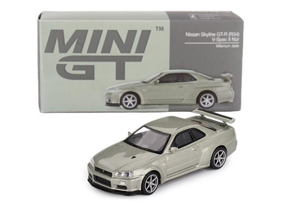 1/64 Nissan Skyline GT-R R34 V-Spec II Nür Millenium Jade - Mini GT