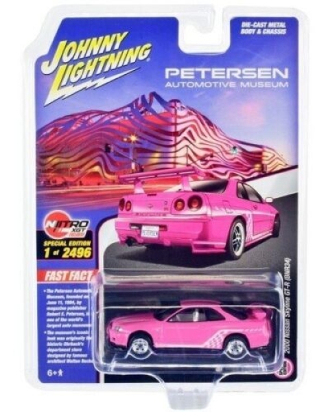 1/64 Johnny Lightning Nissan Skyline R34 GTR BNR34 Pink White