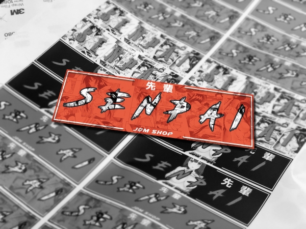 "SENPAI" Light Red Matt Japan Style Decal