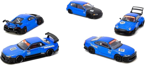 1/64 Tarmac Works 10. Jubiläum Boxset / EG6 / RWB / R8 / S15 / R32 - Tarmac