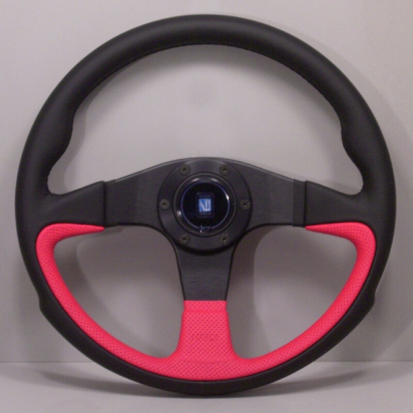 Nardi Twin Line Steering Wheel, Red Leather, Black Spokes, Ø35 cm
