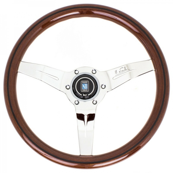 Nardi Deep Corn Steering Wheel, Wood, Chrome Spokes, 50 mm Dish, Ø33 cm