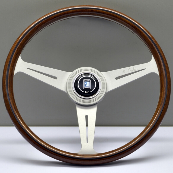 Nardi Classic ND33 Steering Wheel, Wood, Satin Spokes, 40 mm Dish Large Hub