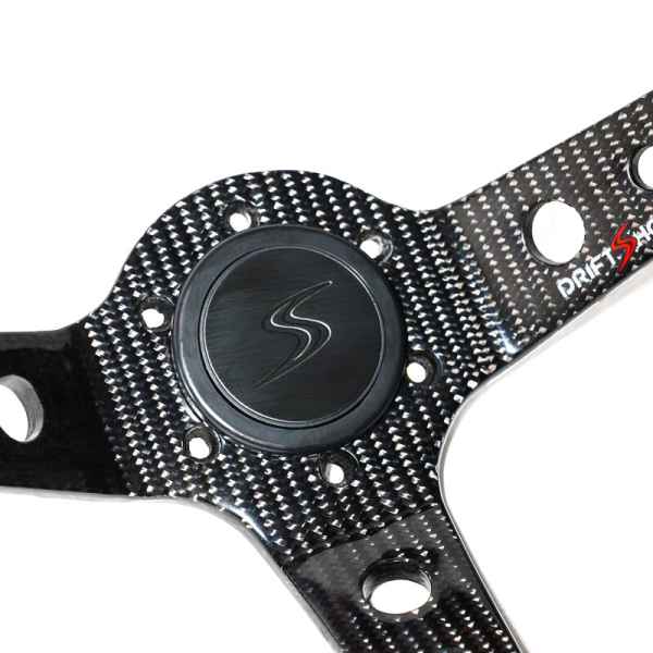 DS Carbon Steering Wheel (90 mm Dish), Black Suede, Carbon Spokes