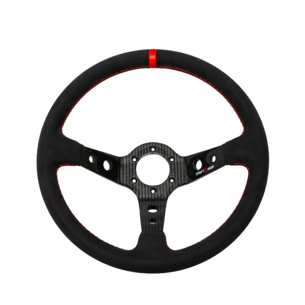 DS Carbon Steering Wheel (90 mm Dish), Black Suede, Carbon Spokes