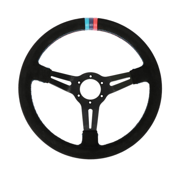 DriftShop Steering Wheel (70 mm Dish), "M Power V2" Edition Suede Leather