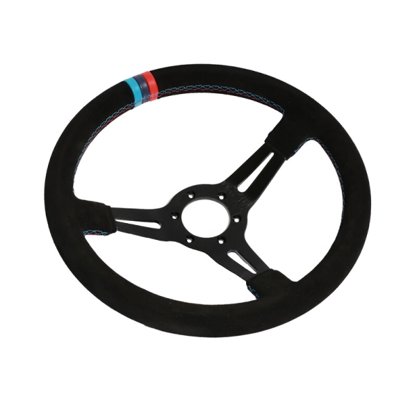 DriftShop Steering Wheel (70 mm Dish), "M Power V2" Edition Suede Leather