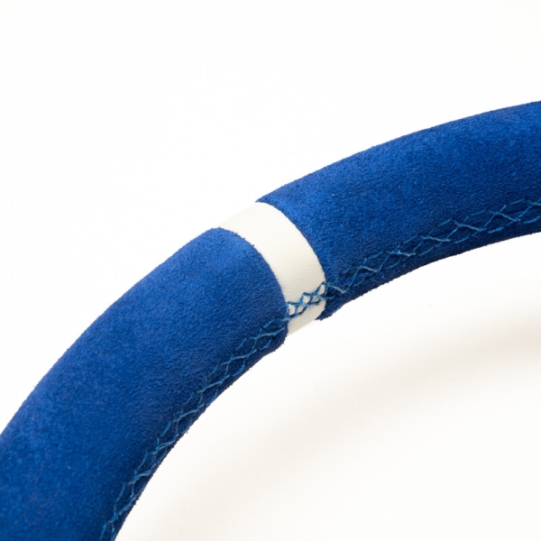 Steering Wheel (90 mm Dish) Blue Suede Black Spokes - DS